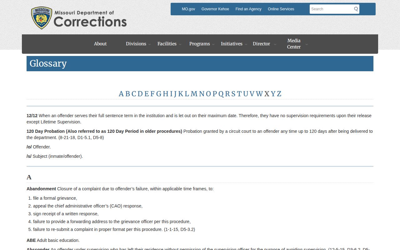 Missouri definitions for a Reynolds County minimum and presumptive parole release date