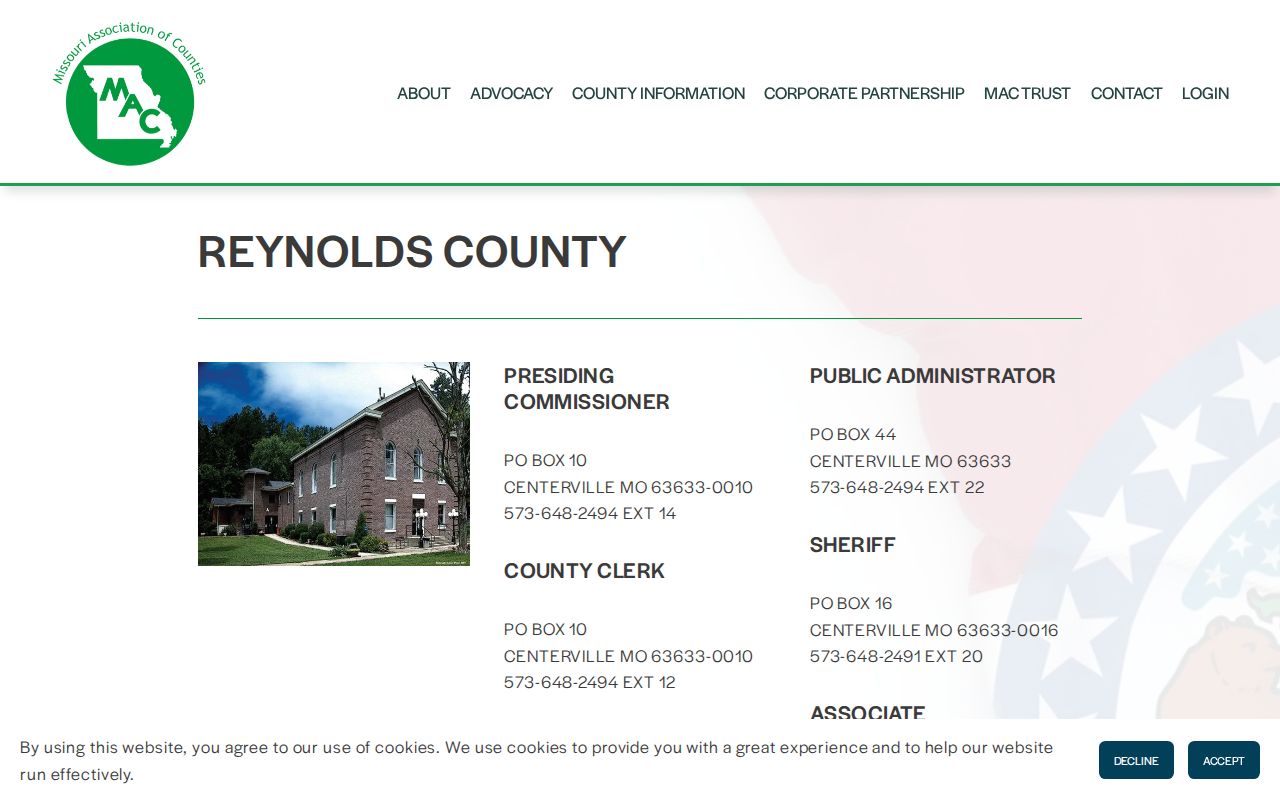 Reynolds County 24-hour release records contact directory
